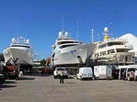 3 Megayachts being Serviced