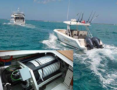 Self-Contained Single Point Yacht Tender Towing Rig